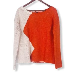 Plenty by Tracy Reese sweater red white color block boat neck long sleeve